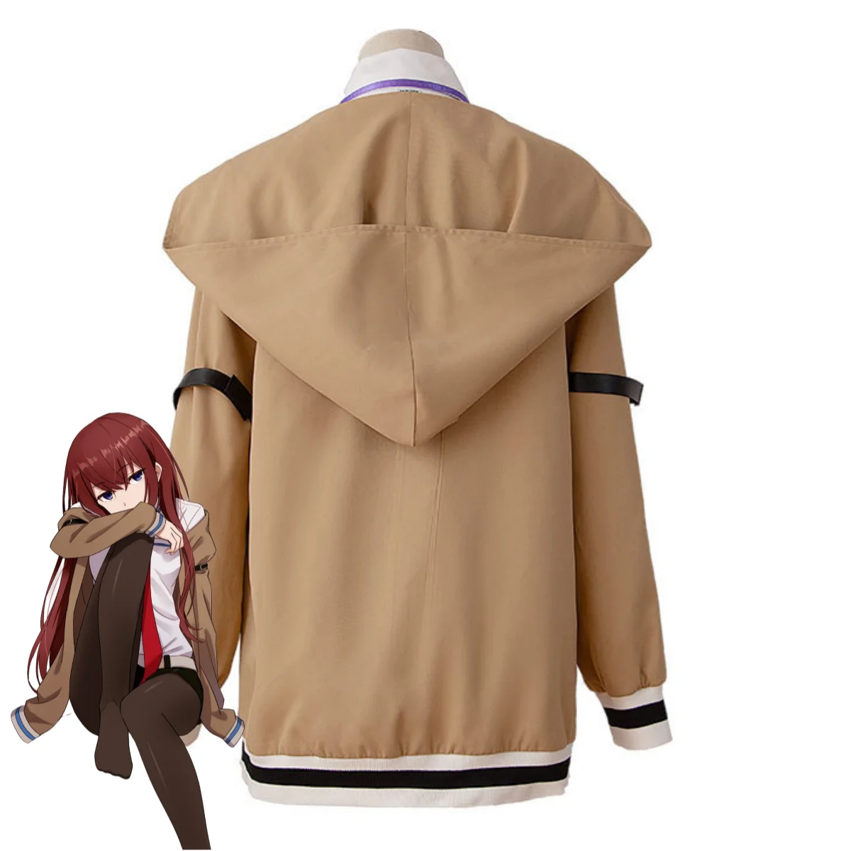 Фото Игра Steins Gate Makise Kurisu Christina Косплей Костюм Пальто с капюшоном Рубашка Шорты Спортивный костюм Парик Женский карнавальный костюм на Хэллоуин №5