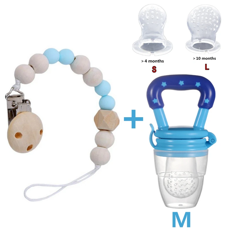 

4 In 1 Nibbler Baby Pacifiers Feeder Kids Fruit Feeder Nipples Feeding Safe Baby Supplies Nipple Teat Bottle with Pacifier Clips