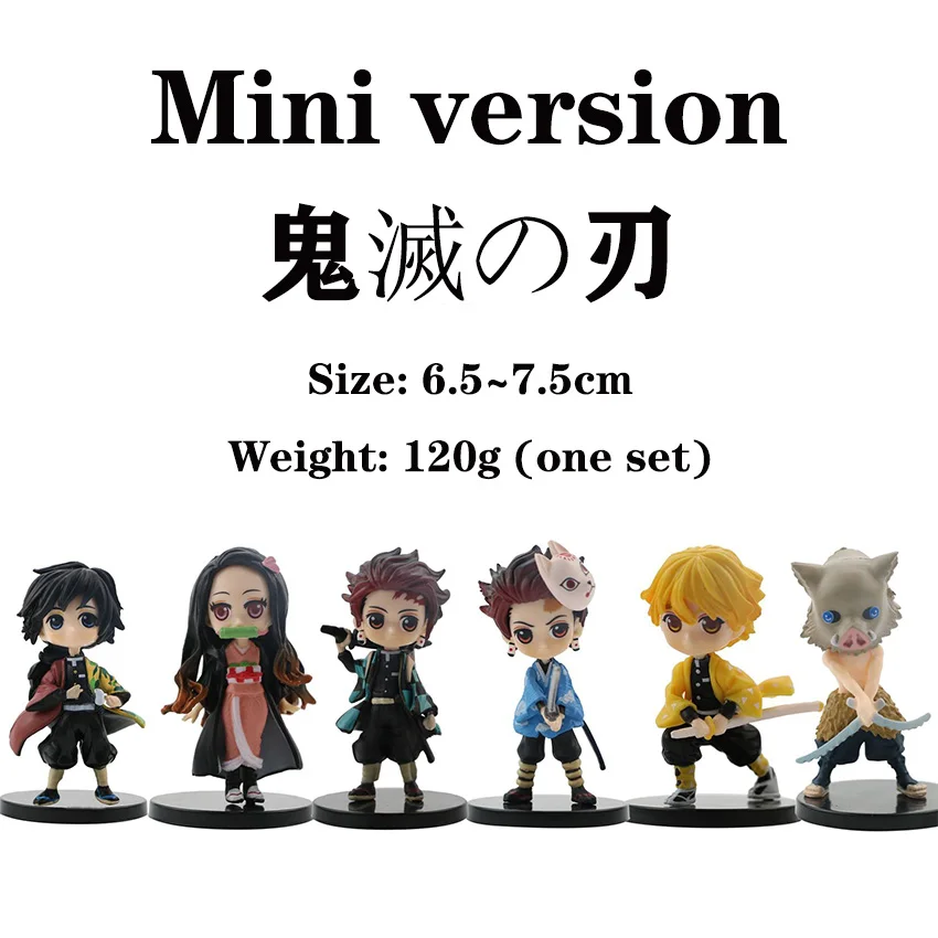 

6 Q Version Demon Slayer Standing Ghost Doll Tanjiro Nidouzi Inosuke Zenizu Figure Action Figure Movie Model Toy