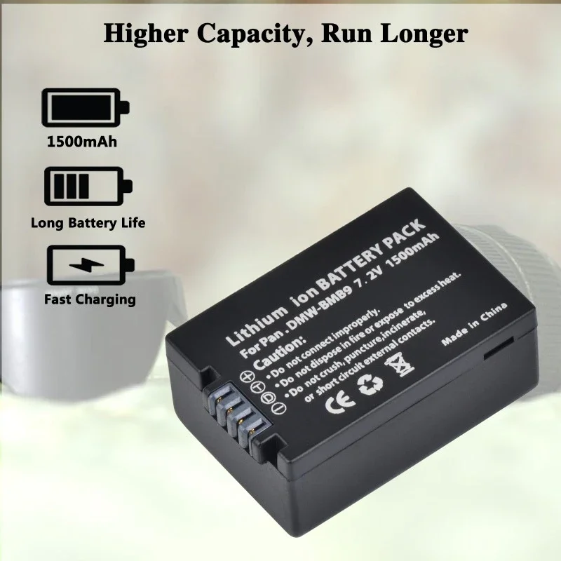 Фото Аккумулятор DMW-BMB9 BMB9E BMB9PP 1500 мАч + двойное зарядное устройство со светодиодной подсветкой для Panasonic Lumix DC-FZ80 FZ40K FZ45K FZ47K Z48K FZ70 FZ60 FZ100 №5