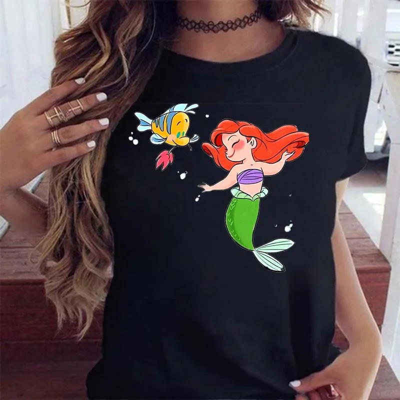 

Princess Women T Shirt Kawaii Harajuku Ullzang Cute Disney T-shirt Female Funny Cartoon Graphic Tshirt Fashion Y2k Clothes Tops