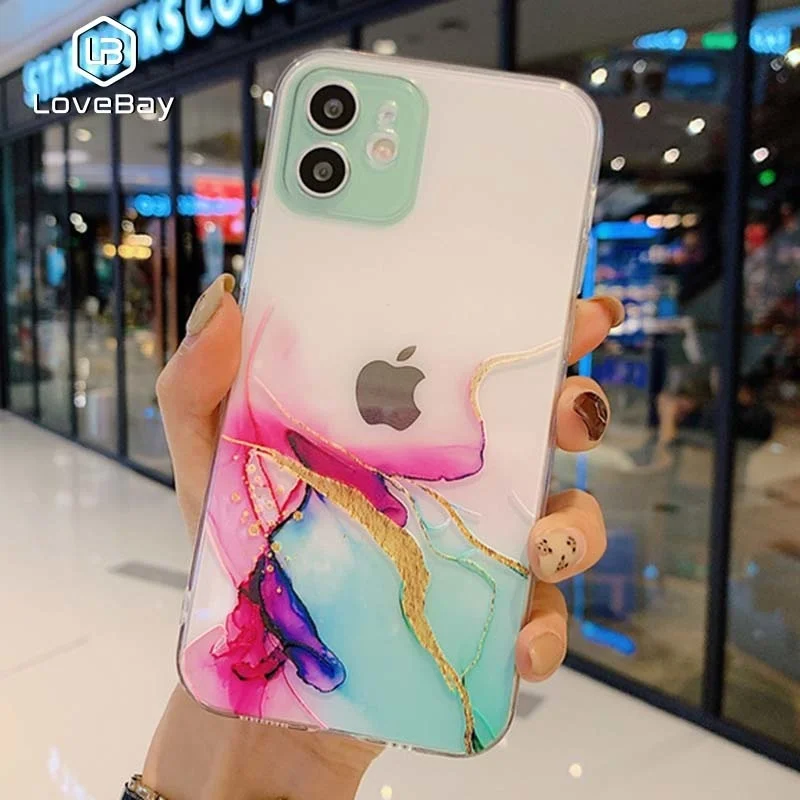 

Чехол для телефона Lov с градиентным мраморным узором для iPhone 13, 12, 11 Pro Max, 12Mini, 7, 8 Plus, XS Max, XR, X, SE2020, винтажный силиконовый чехол