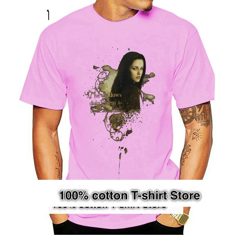 

Мужская черная футболка с рисунком Сумерки Сага Белла тени Новинка #13448V