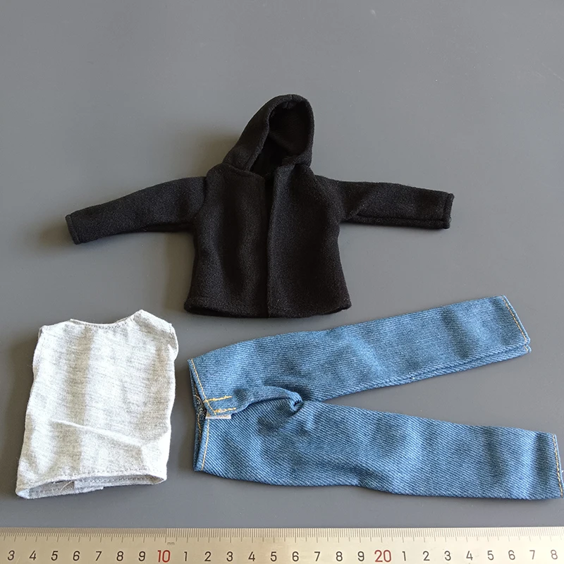 

Мужская Черная куртка в масштабе 1/6, белый жилет, джинсовые брюки, набор моделей для 12-дюймовых фигурок, аксессуары «сделай сам»