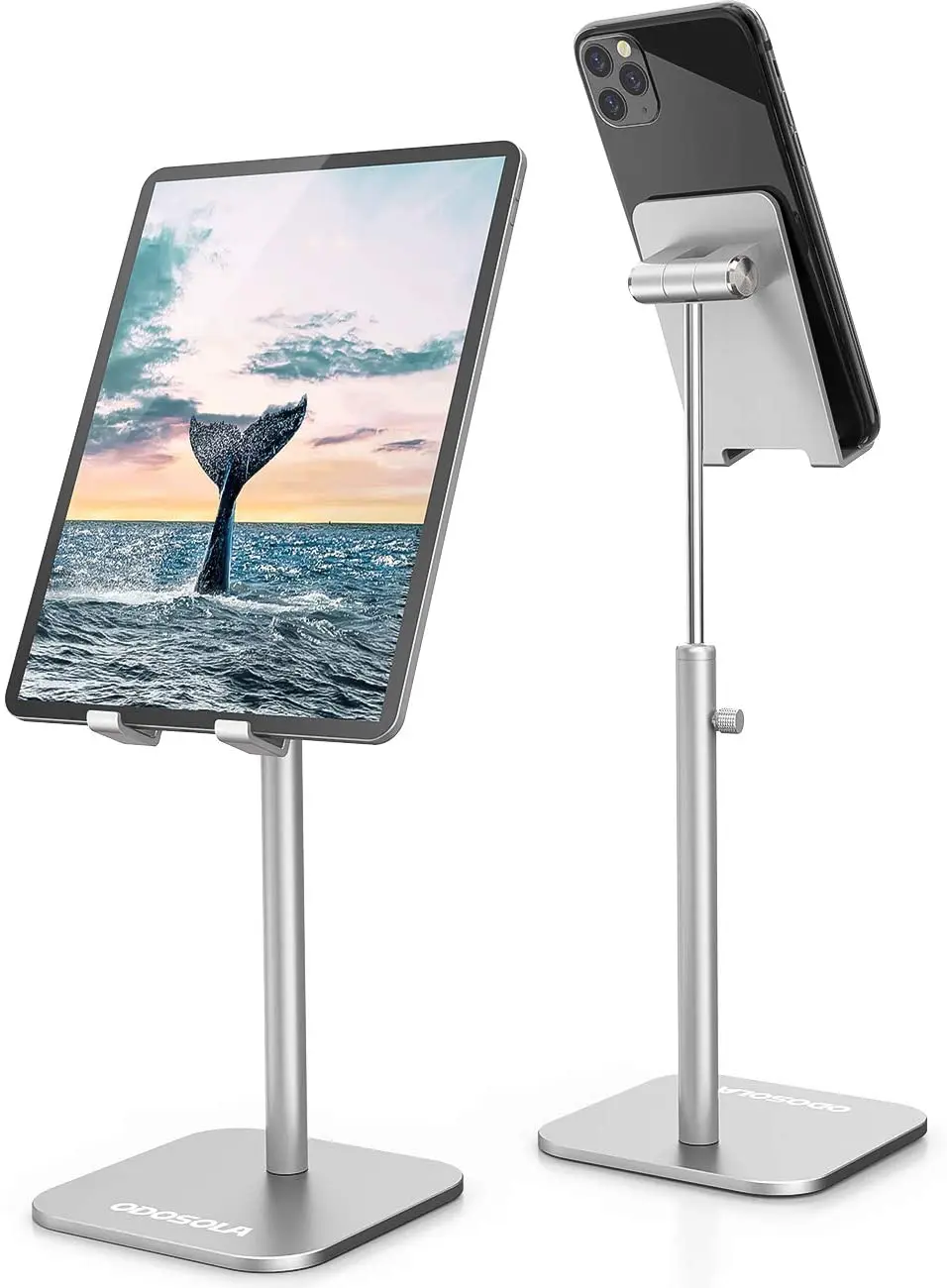 

ODOSOLA Cell Phone Stand, Newly-Upgraded Angle/Height Adjustable Mobile Phone Holder for Desk Home, 4-11'' Eye-Level Aluminum