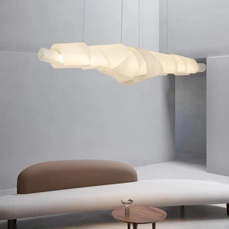 

Artistic Original Pendant Lights Modern Long Strip Reel PP Chandelier for Living Room Bedroom Dining Table Decoration Luminaires