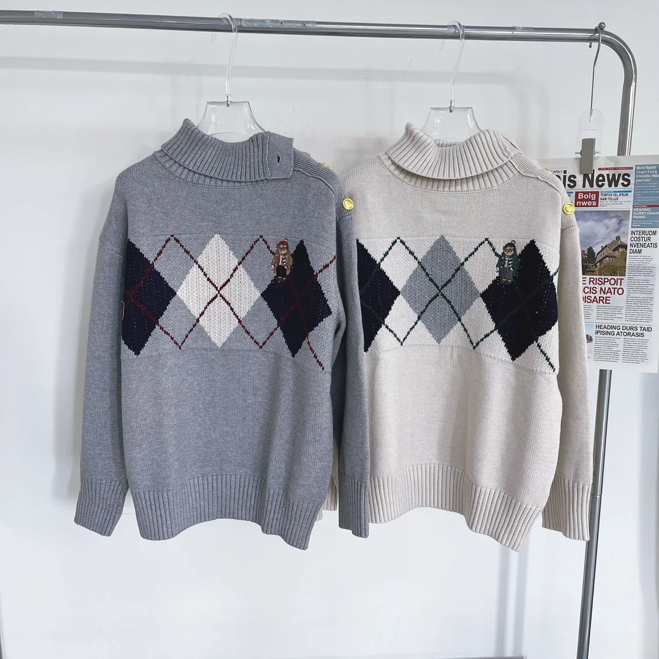 

Модный Свитер оверсайз, Зимние Повседневные пуловеры с высоким воротом, вязаный свободный джемпер в клетку, платья для женщин, одежда