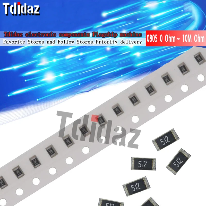 

100 шт. 0805 SMD 1/4 Вт 0R ~ 10 м чиповый резистор 0 10R 100R 220R 330R 470R 1K 4,7 K 10K 47K 100K 0 10 100 330 470 Ом