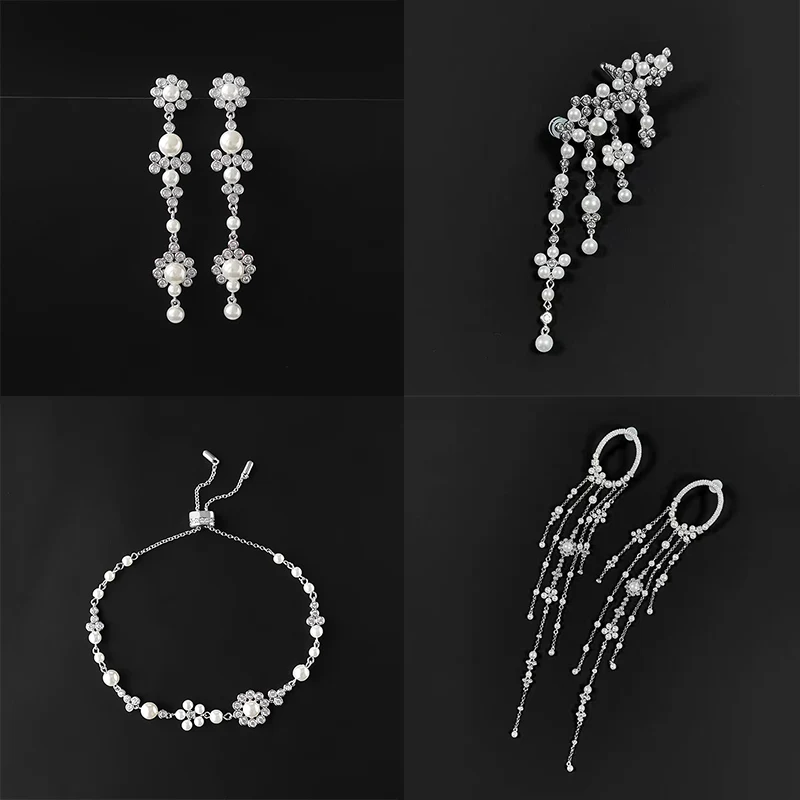 Комплект серег и браслета из серебра 925 пробы с жемчугом |