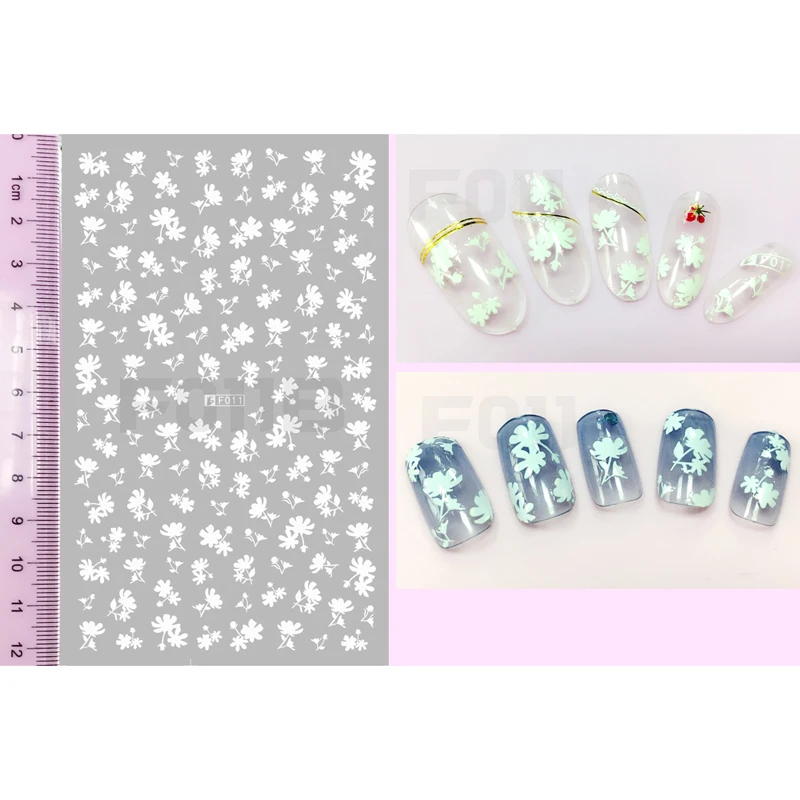 

10PCS DIY Double Color Flower Nail Art Sticker 3D Bow Self Adhesive Nail Slider Kitten Nail Art Decorative Decal