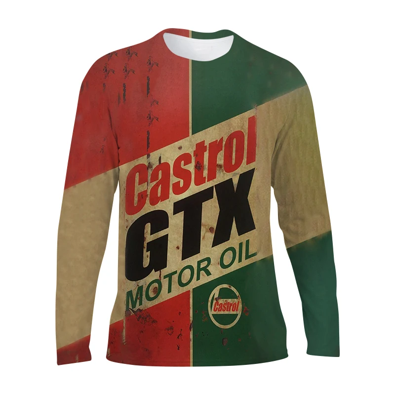 Мужская футболка с длинными рукавами весна-лето круглым вырезом в стиле ретро