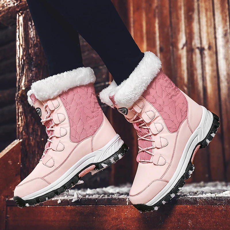 Winter Women's Snow Boots Warm Thick Waterproof Sneaker High-top Cotton Thick Soles Walking Shoes