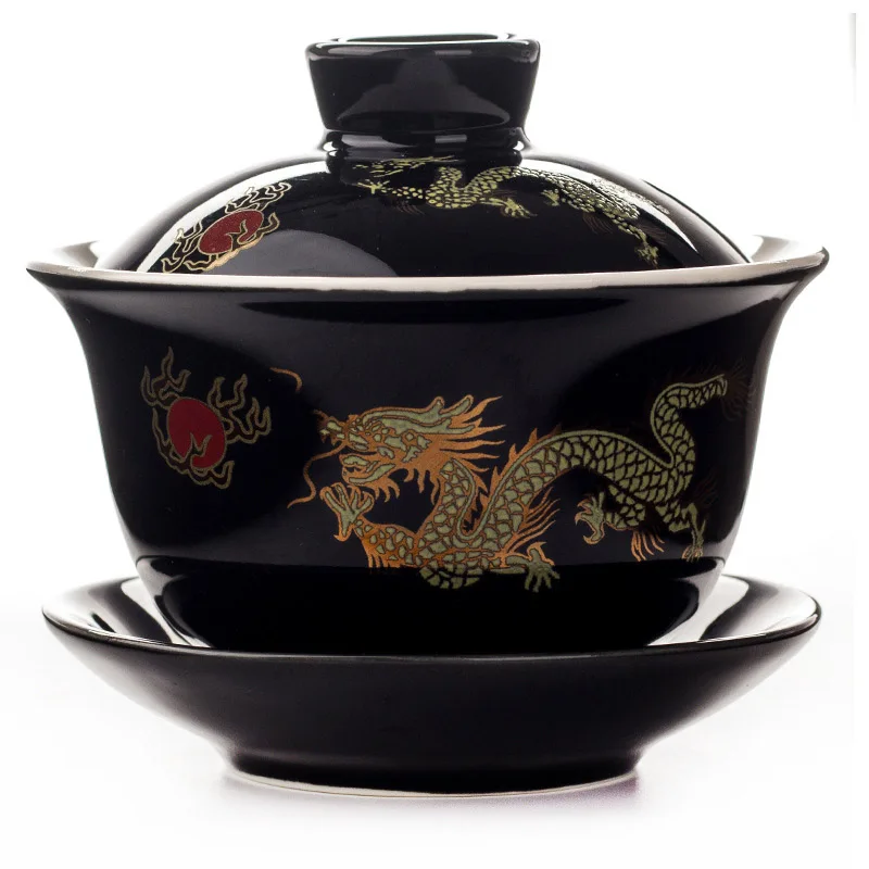 

DESumHar Фарфор Красный Дракон Gaiwan чайная чаша