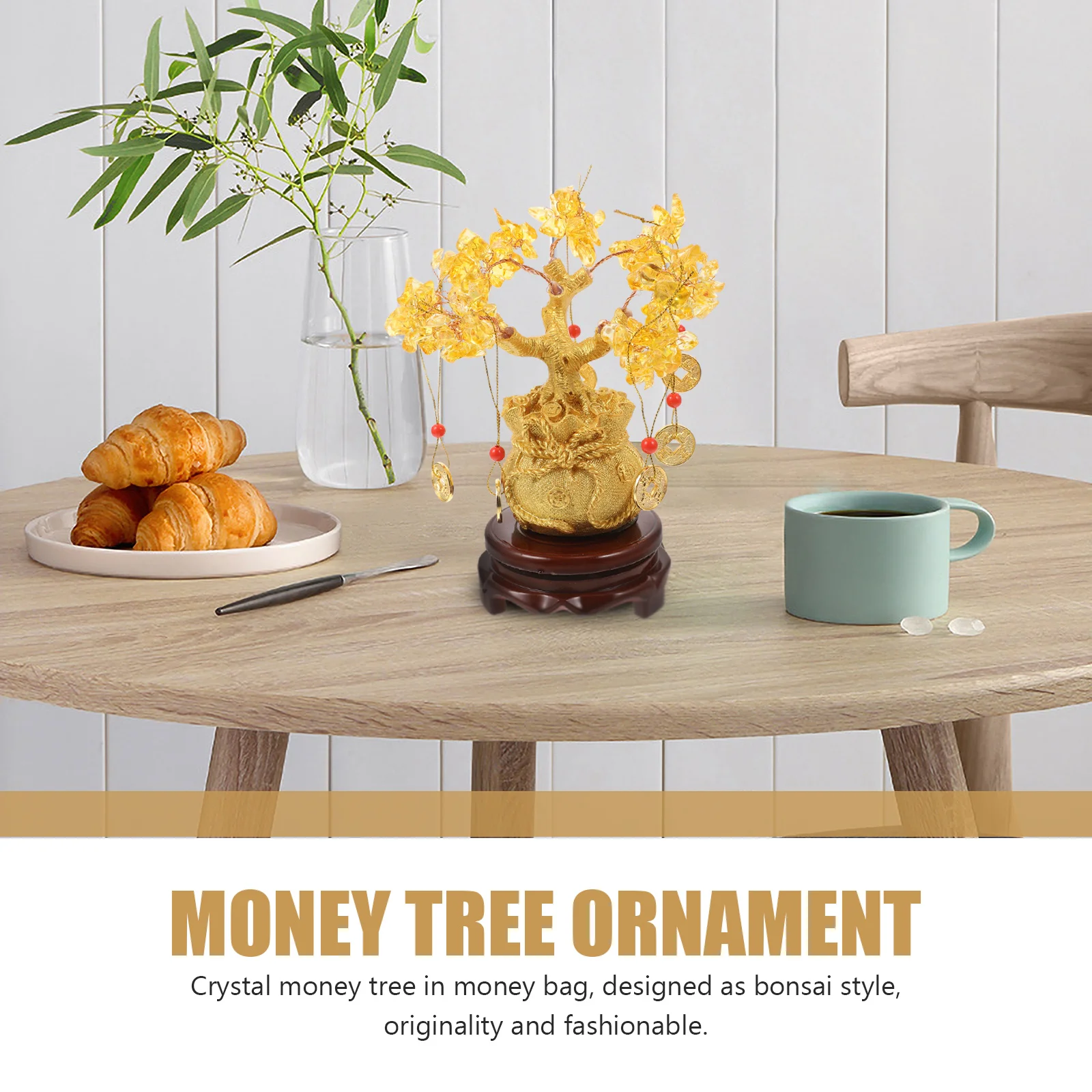 

Desk Decorations Office Natural Stone Bonsai 15.5*9.5cm Tree Wealth Figurine Wooden Reiki