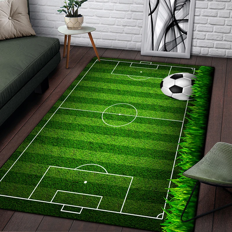 3d Soccer Football Sports Silhouette Pattern Carpet for Living Room Rugs Camping Picnic Mat Anti-Slip Rug Crawl Mat Fans Gift