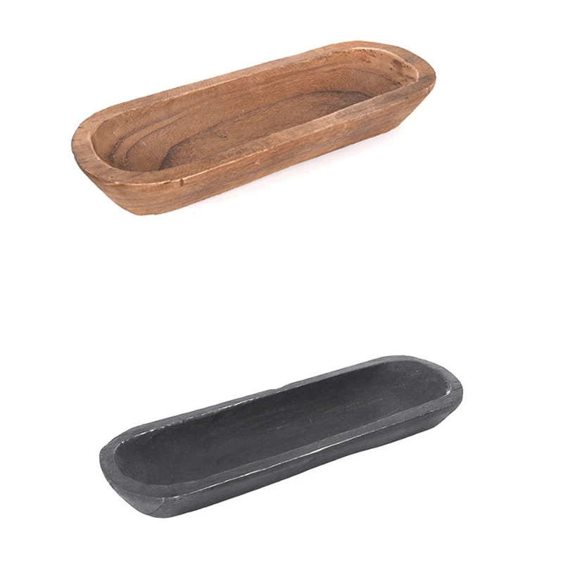 

1 Piece Wooden Dough Bowl Wooden Dough Snack Bowls Storage Basket Decoration L19X W6X H2 Inch A