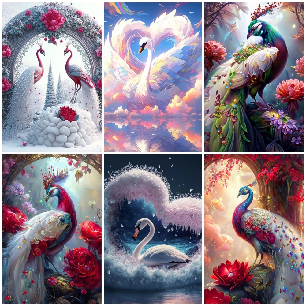 

5d алмазная живопись «сделай сам», красивый павлин, лебедь, полная Алмазная мозаика, Набор для вышивки крестиком, Мультяшные животные, Декор для дома