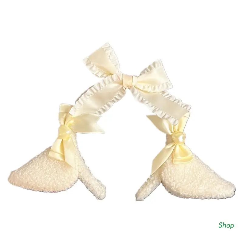 

L5YC милый бант Декор овечьи уши повязка на голову белый цвет макияж душ фотосессия обруч для волос Рождественская Вечеринка головной убор