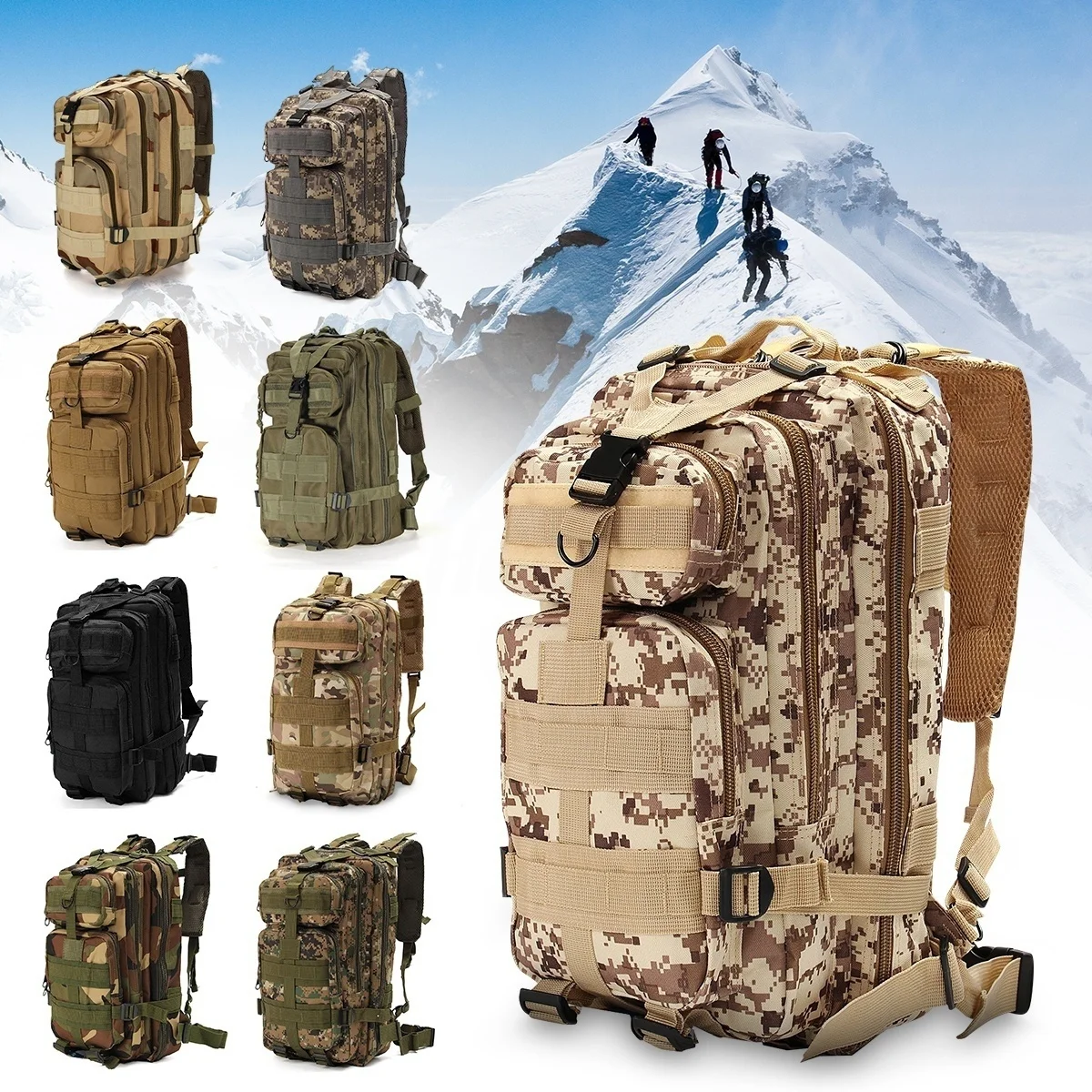 

Nylon Backpack Camouflage Waterproof Outdoor SWAT Tactical Rucksacks Hiking Camping Sports Backpack Travel Trekking Fishing Bag