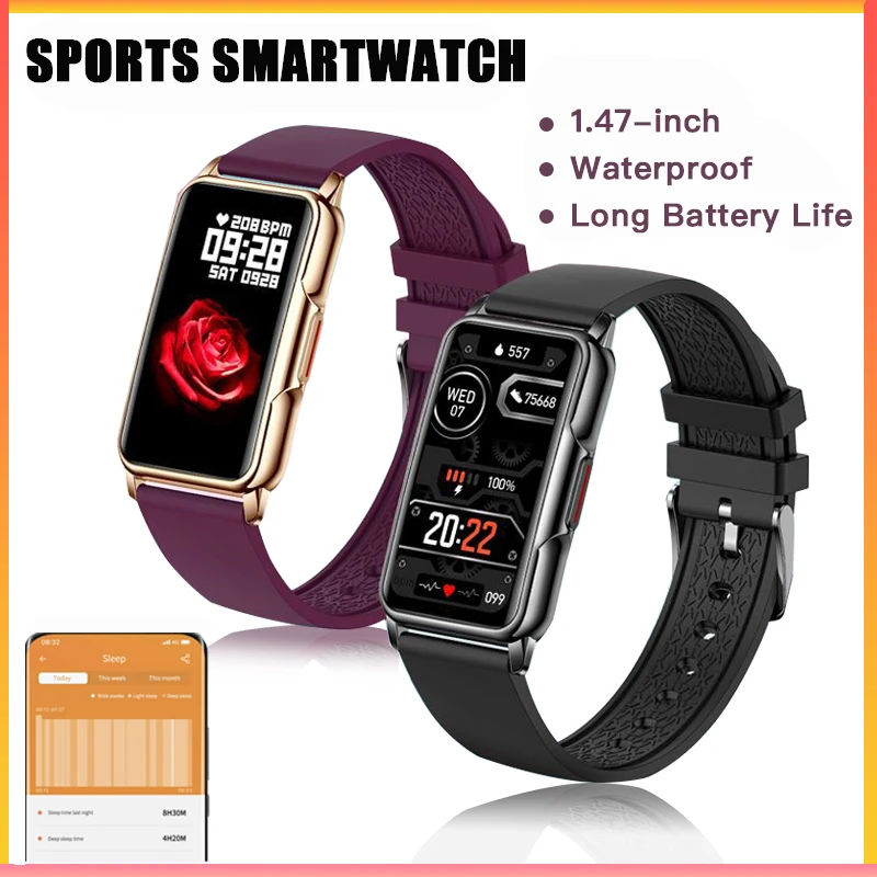 

Smart watch Men And Women Bluetooth Connection Mobile Phone Music Fitness Sports Band Waterproof 1.47 Inch Smartwatch New