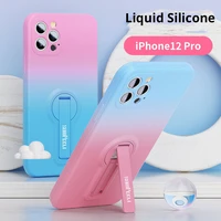 colorful phone case for iphone 11 pro max case for iphone 12 mini pro max with phone holder funda liquid silicone back cover