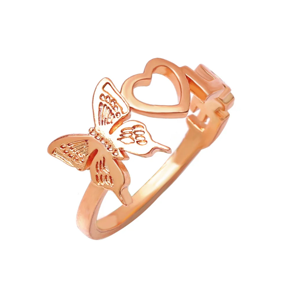 

Cute Hollow Butterfly Heart Ring for Women Insect Charm Adjustable Opening Copper Rings Friendship Gifts Party Jewelry 2023