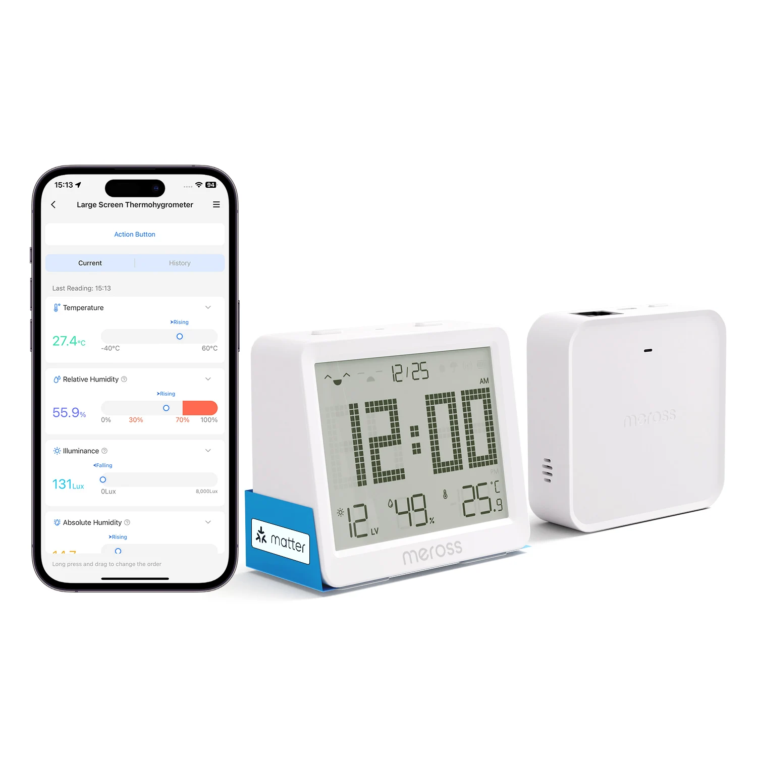 Умный датчик температуры и влажности Meross WIFI Matter