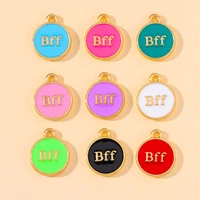 20pcs 9 colors bff letter charms 1214mm colorful enamel alphabet alloy pendant for jewelry making supplies wholesale finding