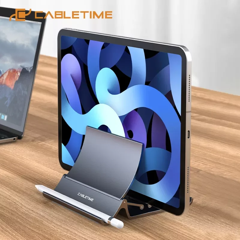 

CABLETIME Vertical Laptop Stand Heat Dissipation Non-slip Silicone Gravity Holder for MacBook Surface iPad Tablet Stand C418