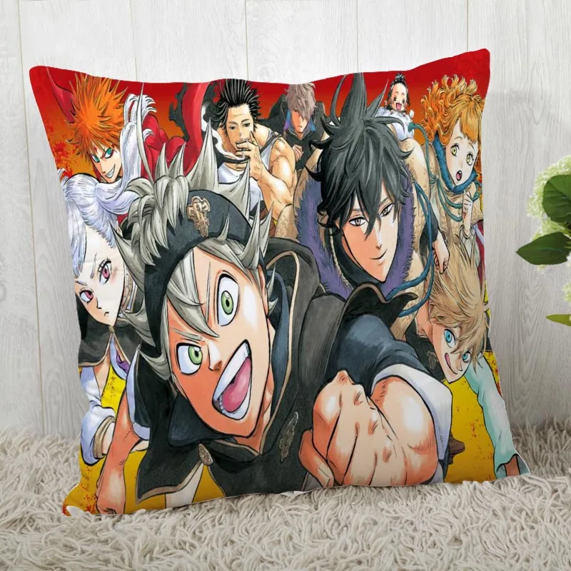 

45*45 Pillow Case Black Clover Print For Wedding Pillow Cover Cartoon Anime Pillowcases
