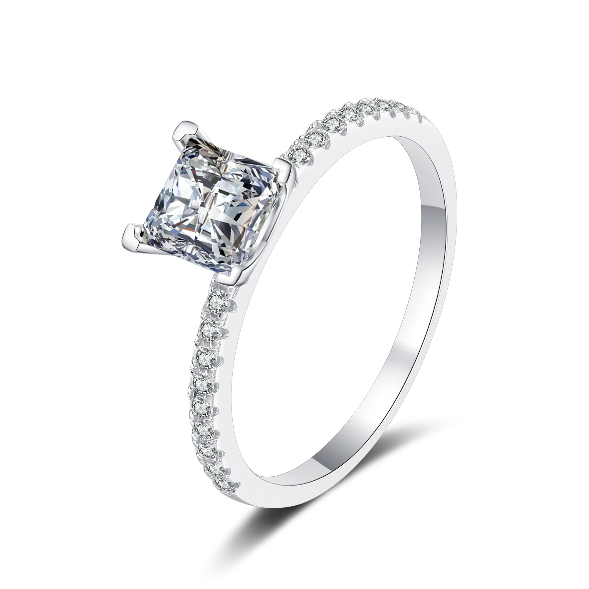 

Aisne Real 1ct 2ct VVS D Color Moissanite Wedding Rings For Women Engagement White Gold Color 925 Sterling Silver Jewelry Rings