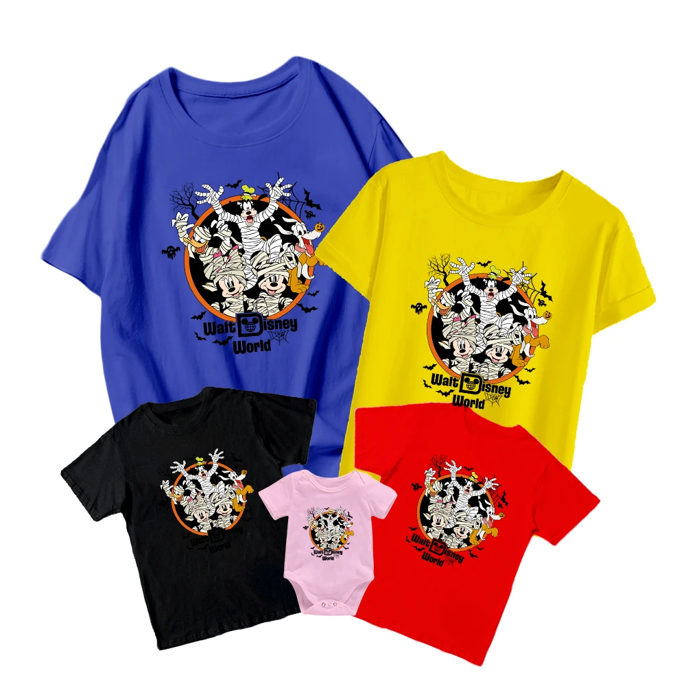 

2022 Disney Halloween Bandage Mickey Mouse Club Character Print T-Shirt Fashion Parent-Child Adult Unisex Versatile Comfortable