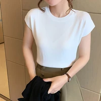 yasuk summer fashion solid casual oneck pullover womens short sleeved slim loose tees top simple gentle high elasticity knitted