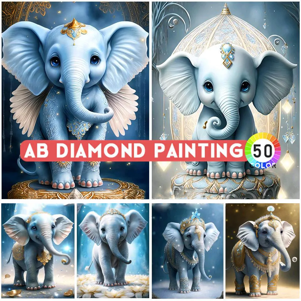 5D DIY алмазная живопись AB Маленький слон полная квадратная Алмазная вышивка