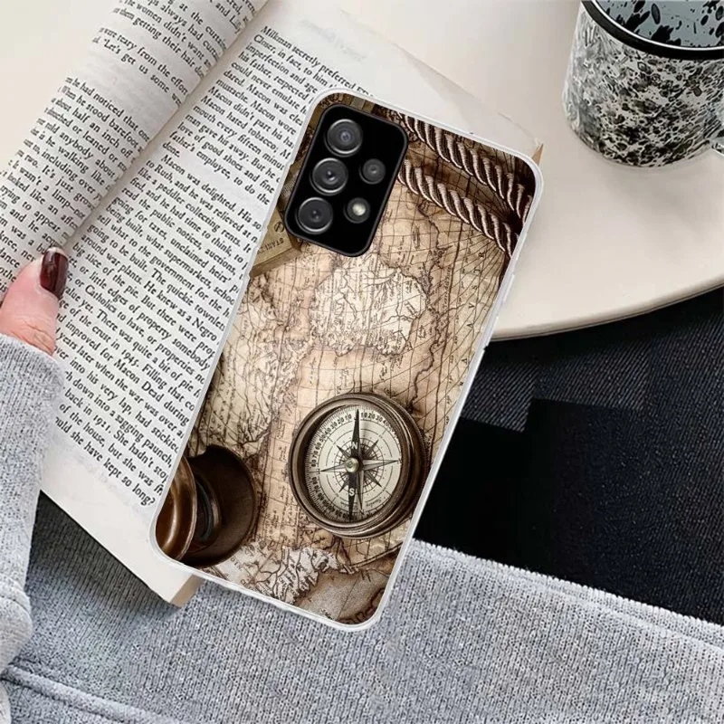 Чехол для телефона с компасом и картой мира Samsung Galaxy S9 S10 Plus S10E S20FE A71 A51 A21S