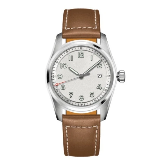 

Мужские часы с календарем, механические Автоматические коричневые кожаные синие циферблаты