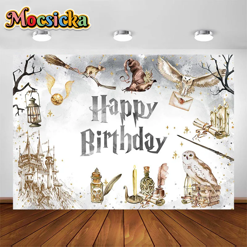 

Mocsicka Magic Happy Birthday Decoration Photography Backdrop Kids Magic Night Party Fairy Background Photo Studio Props Banner