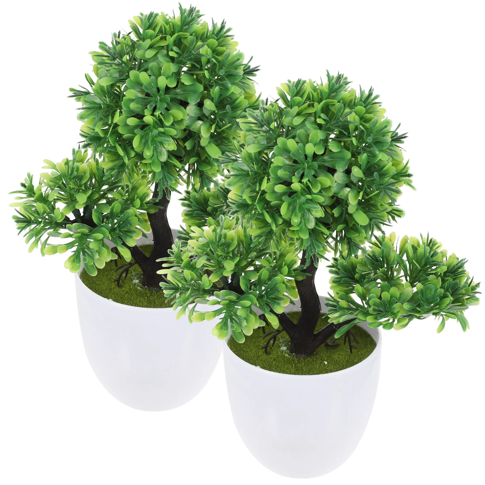 

2 Pcs Outdoor Faux Plants Simulated Potted Bedroom Bonsai 25X17CM Table Decoration Artificial Pots Green Plastic Indoors Office