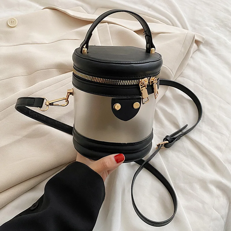 

Mini Translucent Totes Barrel Shaped Handbags 2022 Luxury Fashion Designer PU Leather Women's Shoulder Crossbody Bag Lady Brand