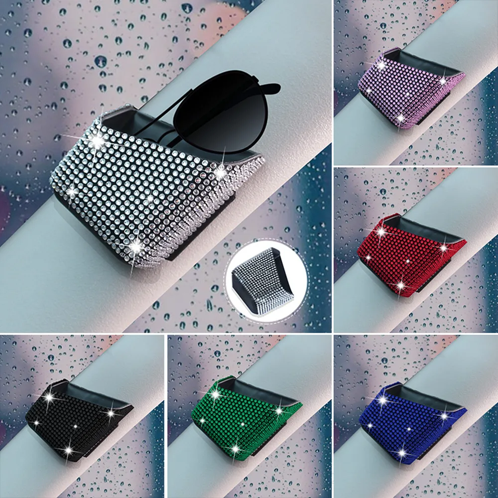 

Luxury Crystal Car Storage Bag Hanging Glasses Phone Holder Storage Organizer Decor Bling Car Accessories Interior For Woman