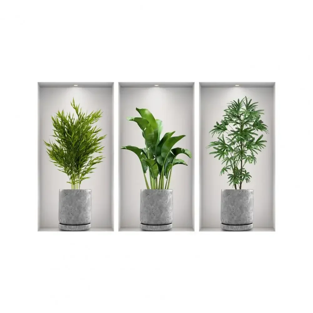 3 шт./набор наклейки на стену в виде зеленых растений