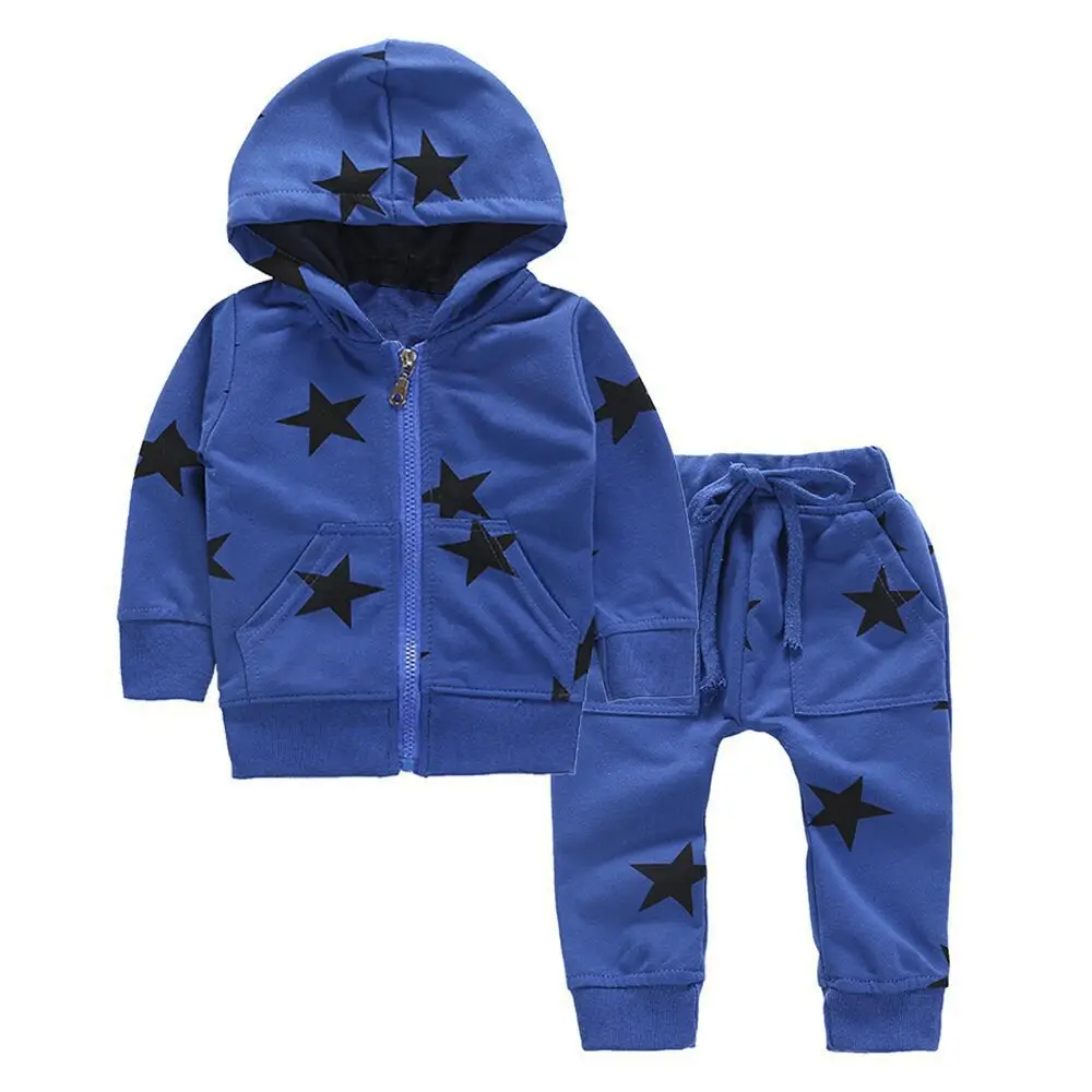 

Toddler Kids Baby Outfit Set Children's Suit New 2022 Children's Hooded Autumn Star Printed Casual Pants Children's Suit