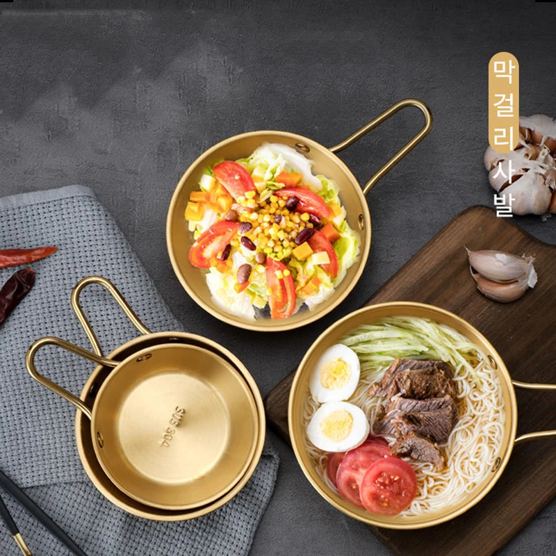 304 Korean Rice Wine Bowl Korean Food Restaurant Small Yellow Bowl Hot Cold Wine Bowl With Handle Aluminum Bowl