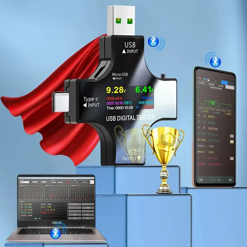 Фото USB-тестер DC Type-C PD Цифровой вольтметр Ампер-напряжение Монитор тока Амперметр Детектор Power Bank Зарядное устройство Измеритель емкости 8,0A №2