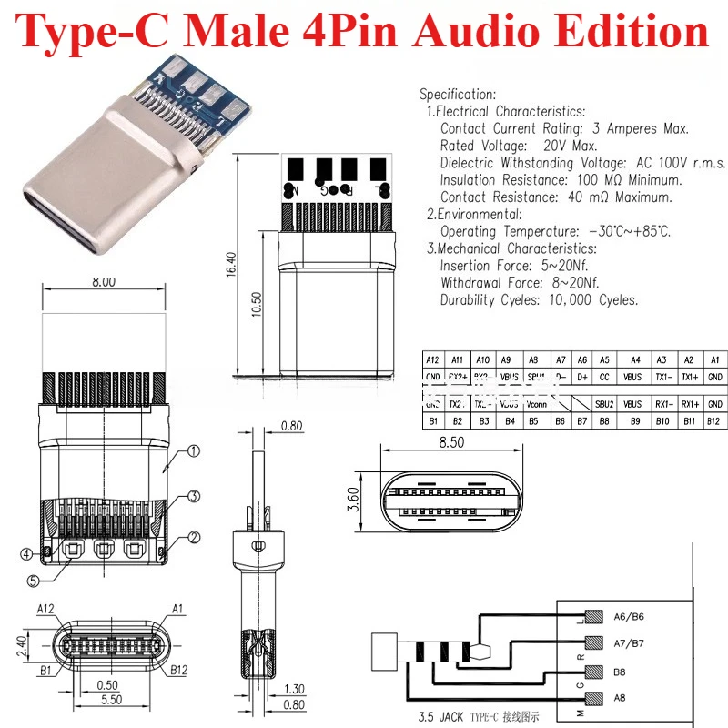 

Адаптер разъема USB 3.1 Type-C 24 контакта