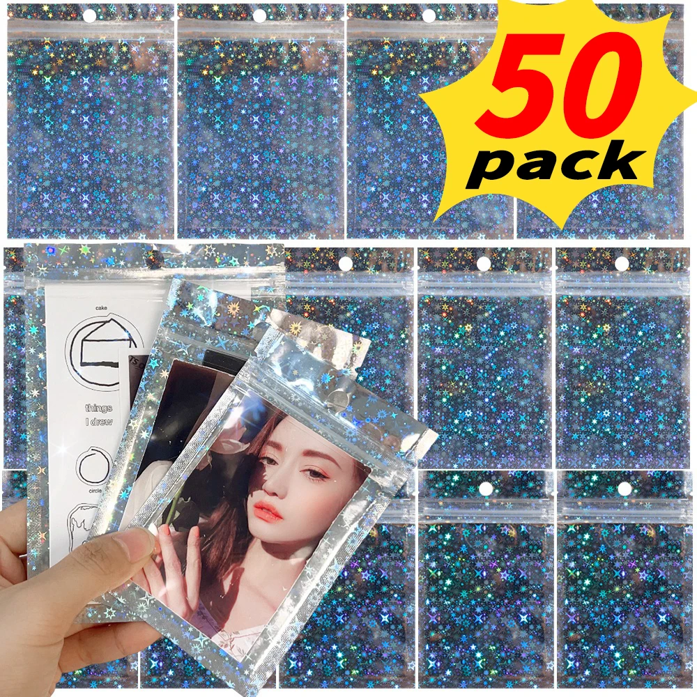 10-50 шт. блестящая Звезда Kpop держатель для фотокарт сумка на молнии блестящий