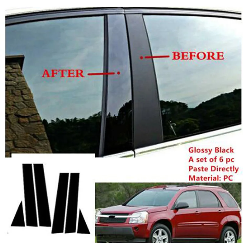 

6 шт./набор, наклейки на Автомобильные стойки Chevy Equinox 2005 2006 2007 2008 2009