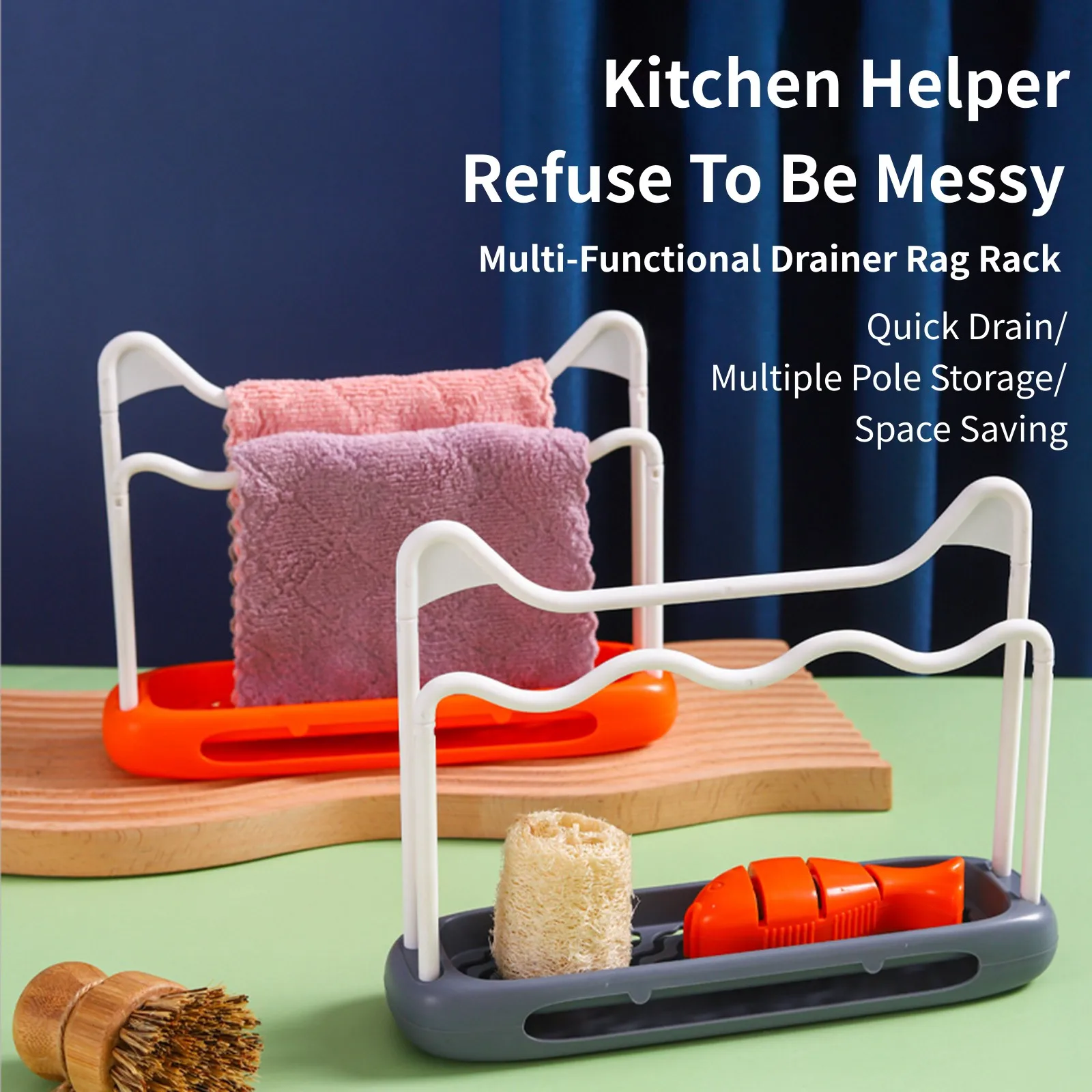 

Multipurpose Sink Cartoon Sponge Holder with Drain Tray Sink Tray Drainer Rack Dish Cloth Hanger for Kitchen Sink Countertop