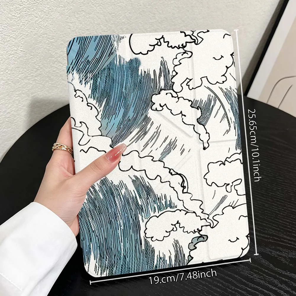 Фото Прозрачный Y-образный складной чехол для планшетов Blue Wave Cloud для iPad Mini Pro Air 5, 6, 7, 8, 9, 10, 11-го поколений, 9.7, 10.9, 13 дюймов №3