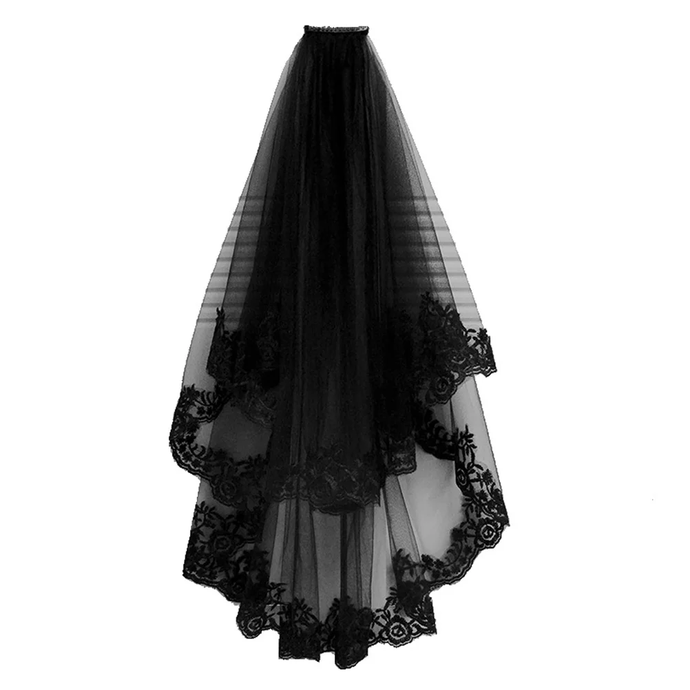 

Bride Veil Wedding Bridal Veils Wedding Cosplay Black Veil Womens Headband Short Black Veil Wedding Dress Chapel Veil